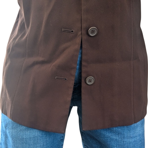 Vintage 1970s Handmade Brown Minimalist Lined Basic Hippie Neutral Blazer - Picture 6 of 10